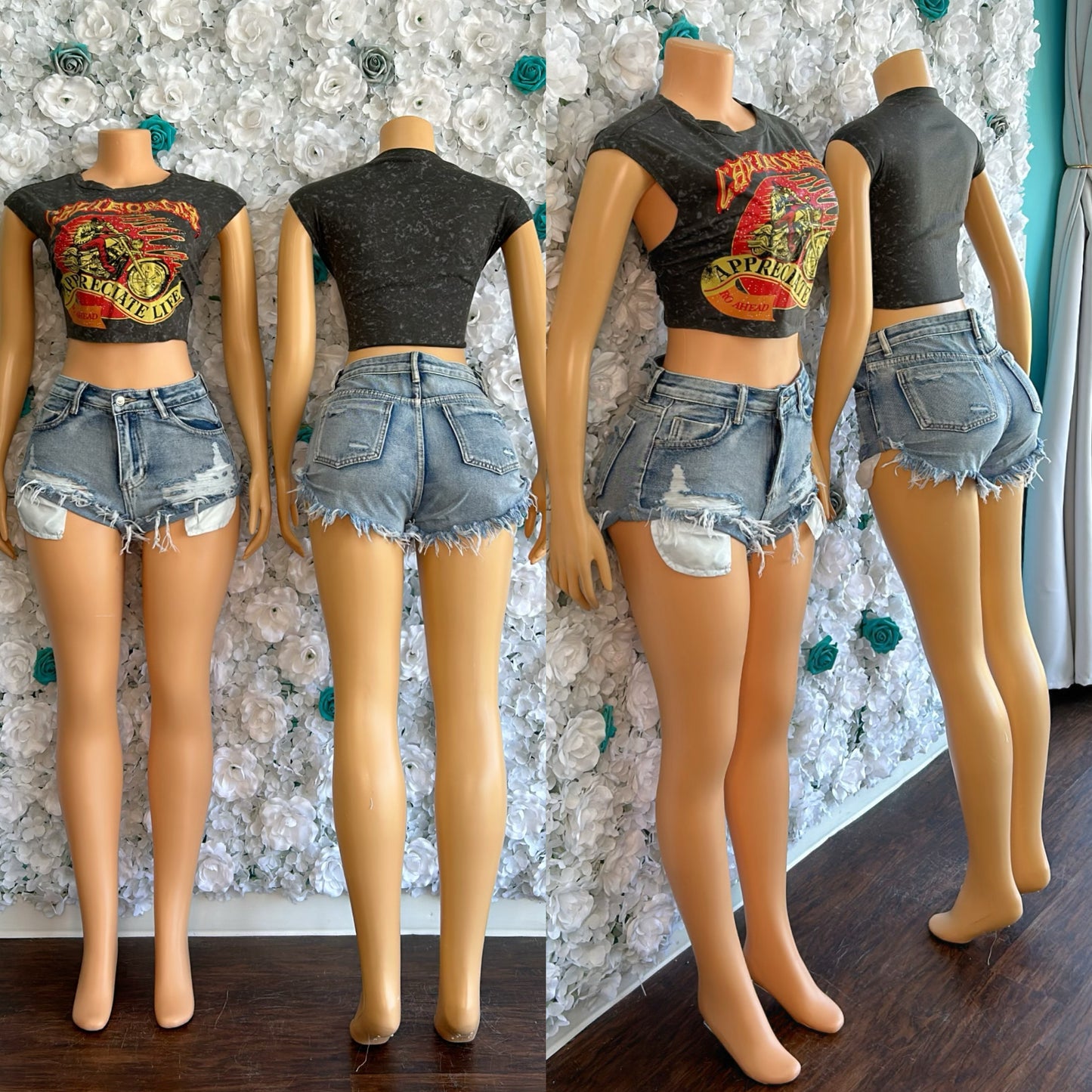 “Fringed” Denim Shorts